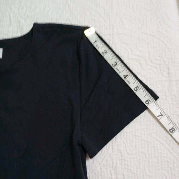 Babaton Shirt Women's Sz S Black Contour Baby Tee Cropped Top Crew Smooth Tight - Picture 6 of 8